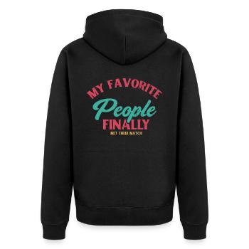 My favorite people have finally settled for the - Unisex Premium Organic Zip Hoodie - black - Back - Nico (187cm)