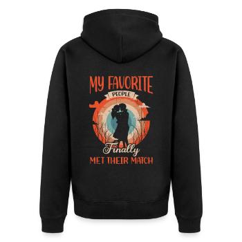 My favorite people have finally settled for the - Unisex Premium Organic Zip Hoodie - black - Back - Nico (187cm)