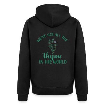 Wir Haben Den Ganzen Thymian Im Weltdesign Für - Unisex Premium Bio Zip Hoodie - Schwarz - Hinten - Nico (187cm)