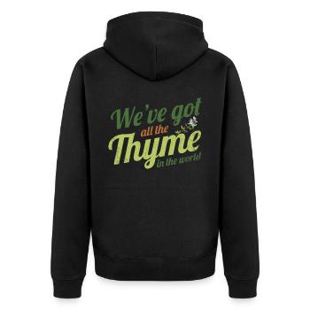 Wir Haben Den Ganzen Thymian Im Weltdesign Für - Unisex Premium Bio Zip Hoodie - Schwarz - Hinten - Nico (187cm)
