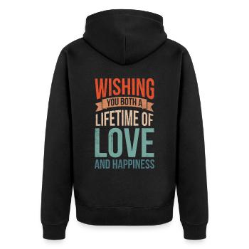 Je vous souhaite à tous les deux une vie d’amour pour - Veste à capuche bio Premium Unisexe - noir - Dos - Nico (187cm)