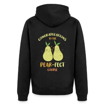 Herzlichen Glückwunsch An Die Pear-fect Für Braut - Unisex Premium Bio Zip Hoodie - Schwarz - Hinten - Nico (187cm)