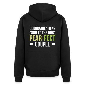 Herzlichen Glückwunsch An Die Pear-fect Für Braut - Unisex Premium Bio Zip Hoodie - Schwarz - Hinten - Nico (187cm)