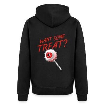 Trick Or Treat Want Some Treat Eyeball Lollipop - Unisex Premium Organic Zip Hoodie - black - Back - Nico (187cm)