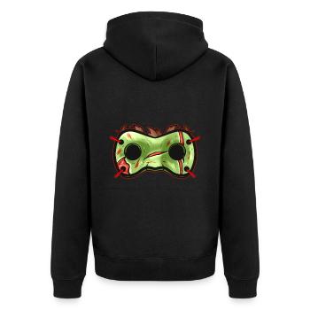 Green Rotten Zombie Mask Costume for Halloween - Unisex Premium Organic Zip Hoodie - black - Back - Nico (187cm)