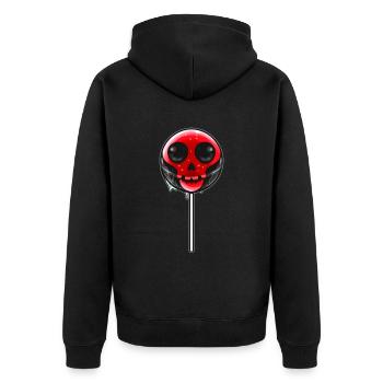 Astuce de sucette crâne rouge ou friandise Halloween - Veste à capuche bio Premium Unisexe - noir - Dos - Nico (187cm)