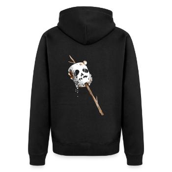 Jack O Lantern Ghost Marshmallow On A Stick On - Unisex Premium Bio Zip Hoodie - Schwarz - Hinten - Nico (187cm)