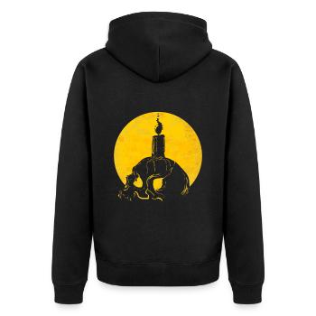 Candle On Skull In Front Of Moon Halloween - Unisex Premium Bio Zip Hoodie - Schwarz - Hinten - Nico (187cm)