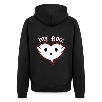 Heart Shaped Ghost Spirit Is My Boo On Halloween - Unisex Premium Bio Zip Hoodie - Schwarz - Hinten - Nico (187cm)