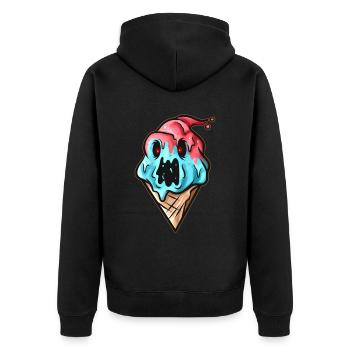 Scary Monster Zombie Demon Soft Ice Cream Cone - Unisex Premium Organic Zip Hoodie - black - Back - Nico (187cm)