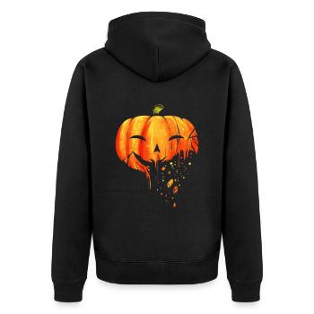 Jack O Lantern Carved Pumpkin Falling Into Pieces - Unisex Premium Organic Zip Hoodie - black - Back - Nico (187cm)
