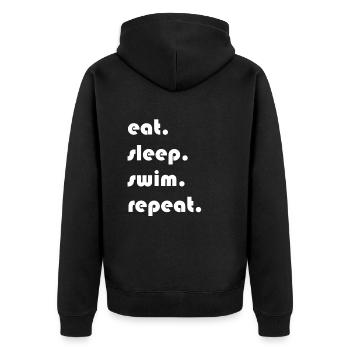 Swimming - eat. Sleep. Swim. repeat. - Unisex Premium Organic Zip Hoodie - black - Back - Nico (187cm)