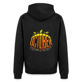 Letters Write October in Pumpkin For Halloween - Unisex Premium Bio Zip Hoodie - Schwarz - Hinten - Nico (187cm)