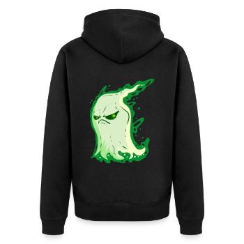 Fantôme grincheux de l’ vert à Halloween - Veste à capuche bio Premium Unisexe - noir - Dos - Nico (187cm)