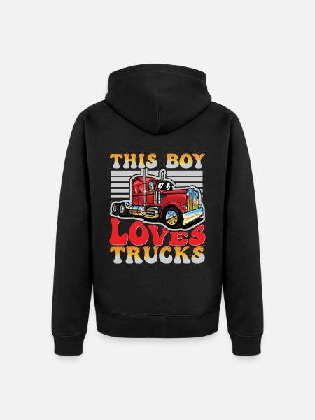 Truck, LKW, Lastkraftwagen, Boy, Junge, Kind - Premium økologisk unisex-hættejakke - sort