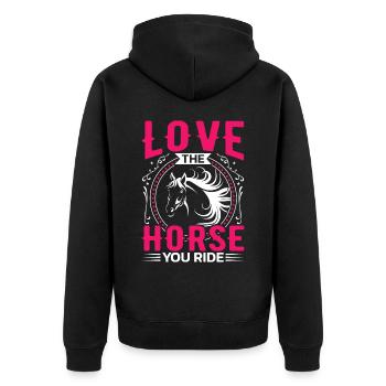 Cavalier Équitation Chevaux - Veste à capuche bio Premium Unisexe - noir - Dos - Nico (187cm)