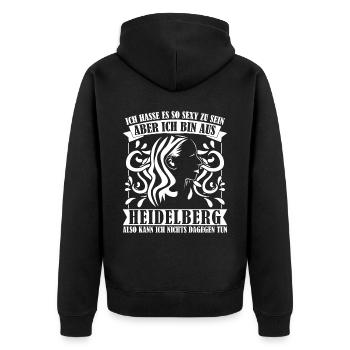 Heidelberger Heidelberg - Unisex Premium Bio Zip Hoodie - Schwarz - Hinten - Nico (187cm)
