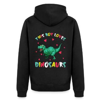Dino Dinosaur T-Rex Boy Young Gift - Unisex Premium Organic Zip Hoodie - black - Back - Nico (187cm)