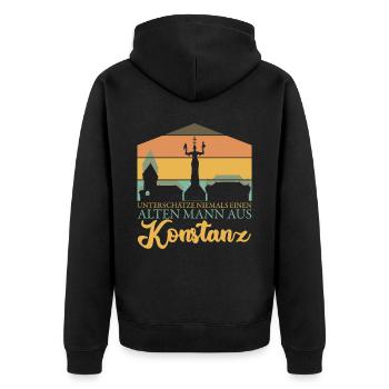 Konstanz Urlaub Bodensee Konstanzer - Unisex Premium Bio Zip Hoodie - Schwarz - Hinten - Nico (187cm)