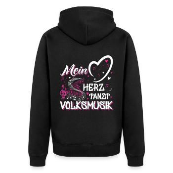 Volksmusik Party Dorffest Ouftit Deutsche Schlager - Unisex Premium Bio Zip Hoodie - Schwarz - Hinten - Nico (187cm)