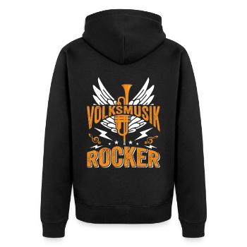 Volksmusik Party Dorffest Ouftit Deutsche Schlager - Unisex Premium Bio Zip Hoodie - Schwarz - Hinten - Nico (187cm)