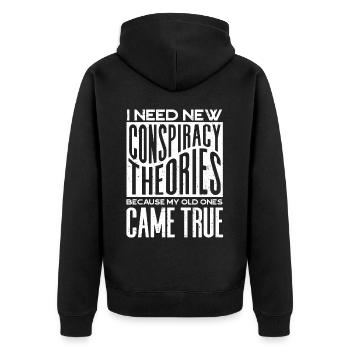 J’ai besoin de nouvelles théories du complot - Veste à capuche bio Premium Unisexe - noir - Dos - Nico (187cm)