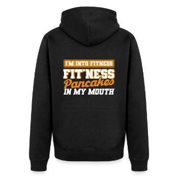Pfannkuchen Liebhaber Geschenk Pfannkuchen Spruch - Unisex Premium Bio Zip Hoodie - Schwarz - Hinten - Nico (187cm)