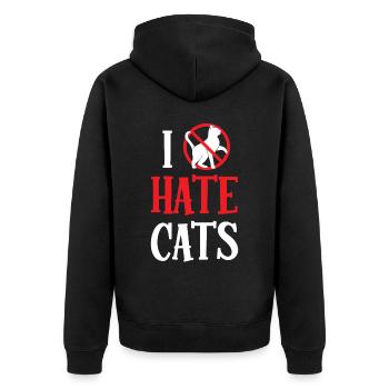 Ich Hasse Katzen Hund Tier Welpe Liebhaber - Unisex Premium Bio Zip Hoodie - Schwarz - Hinten - Nico (187cm)