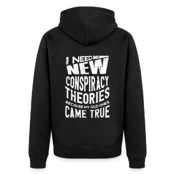 J’ai besoin de nouvelles théories du complot - Veste à capuche bio Premium Unisexe - noir - Dos - Nico (187cm)