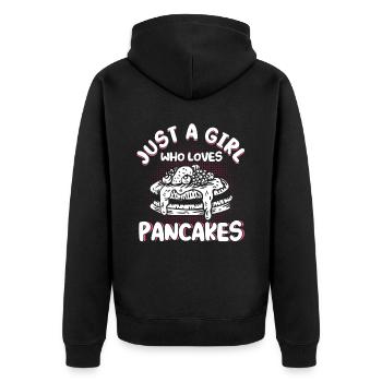 Pfannkuchen Liebhaber Geschenk Pfannkuchen Spruch - Unisex Premium Bio Zip Hoodie - Schwarz - Hinten - Nico (187cm)