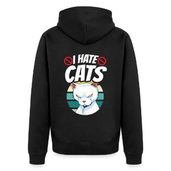 Ich Hasse Katzen Hund Welpe Liebhaber Tier - Unisex Premium Bio Zip Hoodie - Schwarz - Hinten - Nico (187cm)