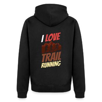 J’adore les courses de trail running trail running - Veste à capuche bio Premium Unisexe - noir - Dos - Nico (187cm)