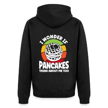 Pfannkuchen Liebhaber Geschenk Pfannkuchen Spruch - Unisex Premium Bio Zip Hoodie - Schwarz - Hinten - Nico (187cm)