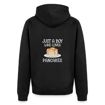 Pfannkuchen Liebhaber Geschenk Pfannkuchen Spruch - Unisex Premium Bio Zip Hoodie - Schwarz - Hinten - Nico (187cm)