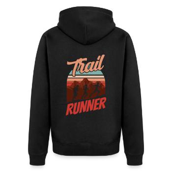 Trail Runner Running Trail Running Race - Unisex Premium Organic Zip Hoodie - black - Back - Nico (187cm)