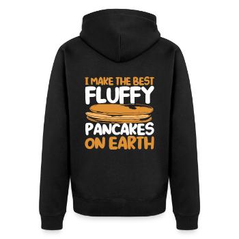 Pfannkuchen Liebhaber Geschenk Pfannkuchen Spruch - Unisex Premium Bio Zip Hoodie - Schwarz - Hinten - Nico (187cm)