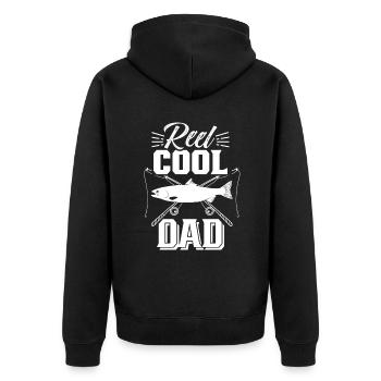 Reel Cool Papa Pêcheur Pêcheur Pêche - Veste à capuche bio Premium Unisexe - noir - Dos - Nico (187cm)