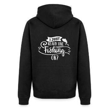 J’aime la pêche Simple Très pêcheur Pêche Pêche - Veste à capuche bio Premium Unisexe - noir - Dos - Nico (187cm)