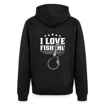 I love fishing Fishing Fishermen Fishing Angler - Unisex Premium Organic Zip Hoodie - black - Back - Nico (187cm)