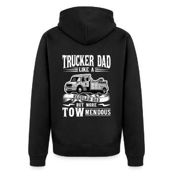 Trucker Dad - Wie Ein Normaler Vater - Unisex Premium Bio Zip Hoodie - Schwarz - Hinten - Nico (187cm)