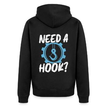 Brauche Einen Haken - Abschleppwagenfahrer - Unisex Premium Bio Zip Hoodie - Schwarz - Hinten - Nico (187cm)