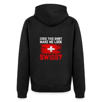 Schweiz Schweizer Swiss Alpen Geschenk - Unisex Premium Bio Zip Hoodie - Schwarz - Hinten - Nico (187cm)