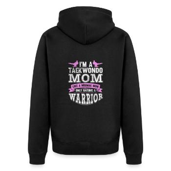 Taekwondo Mutter - Unisex Premium Bio Zip Hoodie - Schwarz - Hinten - Nico (187cm)