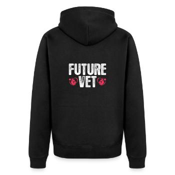 Tierarzt - Unisex Premium Bio Zip Hoodie - Schwarz - Hinten - Nico (187cm)