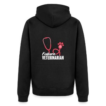 Tierarzt - Unisex Premium Bio Zip Hoodie - Schwarz - Hinten - Nico (187cm)