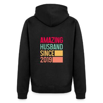 Mari depuis 2019 - Veste à capuche bio Premium Unisexe - noir - Dos - Nico (187cm)
