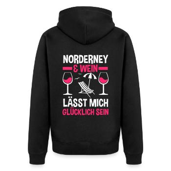 Nordsee Wein Norderney - Unisex Premium Bio Zip Hoodie - Schwarz - Hinten - Nico (187cm)