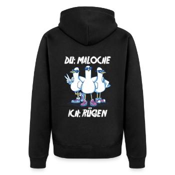 Ostsee Tauben Rügen - Unisex Premium Bio Zip Hoodie - Schwarz - Hinten - Nico (187cm)