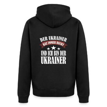 Ukraine Tryzub Ukrainisches Wappen Kiew Geschenk - Unisex Premium Bio Zip Hoodie - Schwarz - Hinten - Nico (187cm)