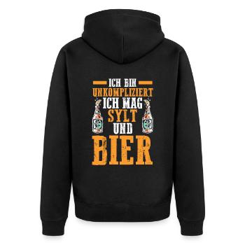 Nordsee Bier Sylt - Unisex Premium Bio Zip Hoodie - Schwarz - Hinten - Nico (187cm)